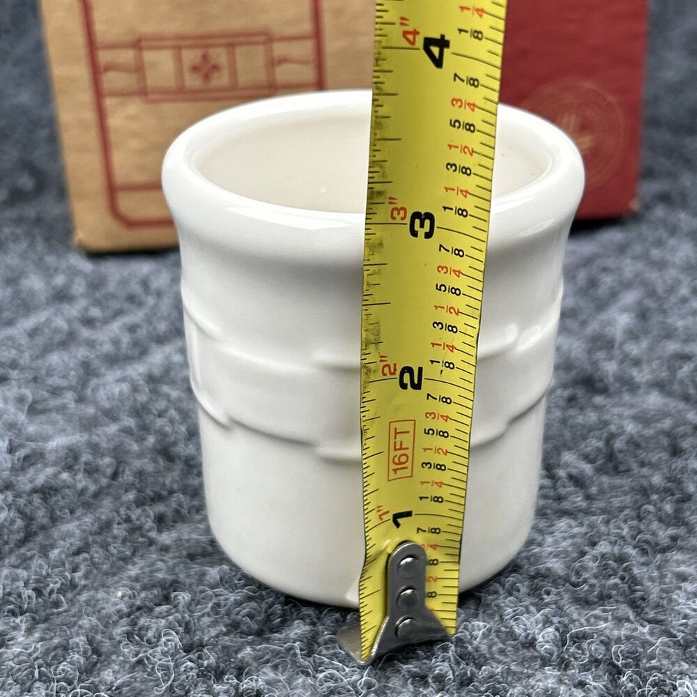 Longaberger Set of Two (2) Condiment Crocks with Lids Ivory - Picture 7 of 12